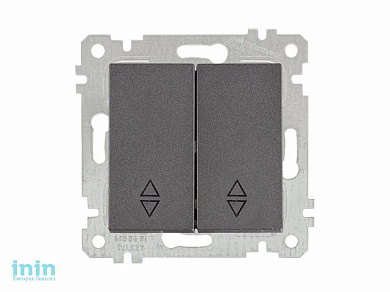 Выключатель проходной 2-клав. (скрытый, без рамки, винт. зажим) дымчатый, RITA, MUTLUSAN (10 A, 250 V, IP 20)