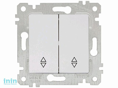 Выключатель проходной 2-клав. (скрытый, без рамки, пруж. зажим) белый, RITA, MUTLUSAN (10 A, 250 V, IP 20)